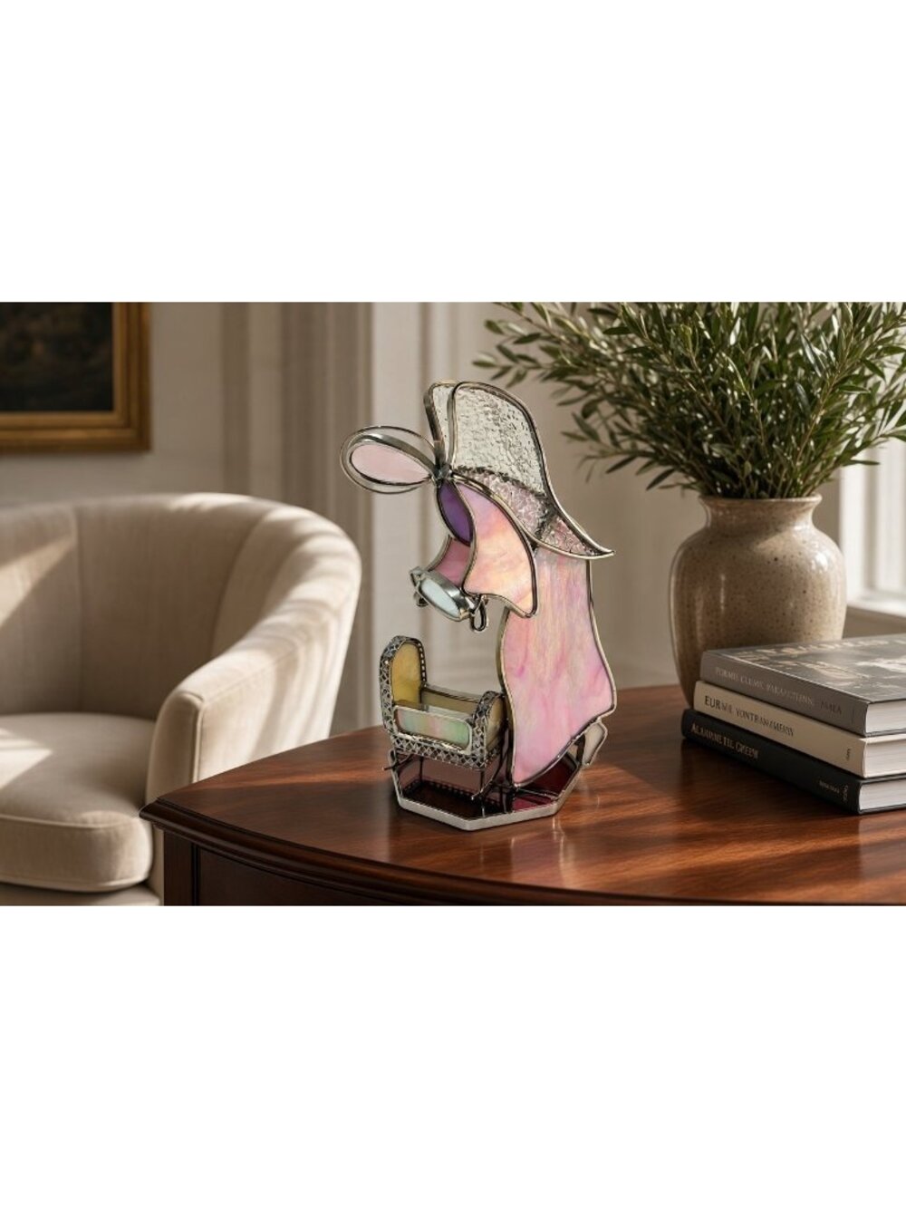 JoAnne Roth Stain Glass Angel Nativity Scene Figurine 8.5" Tall Collectors
